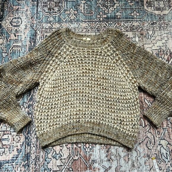 Anthropologie Moth Hillwalk Wool Mohair Oatmeal Chunky Sweater Size Medium - Picture 8 of 12